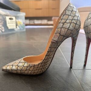 Christian Louboutin So Kate 120 Silver black gold heels size 38 / 7.5